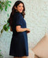 Navy Blue Balloon Sleeved Shirt Dress